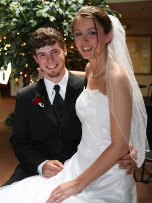 Photo of young couple at their weding.